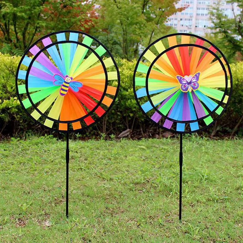 Moulin à Vent à Double Couche Coloré, Jouets pour Enfants, Décor de Jardin