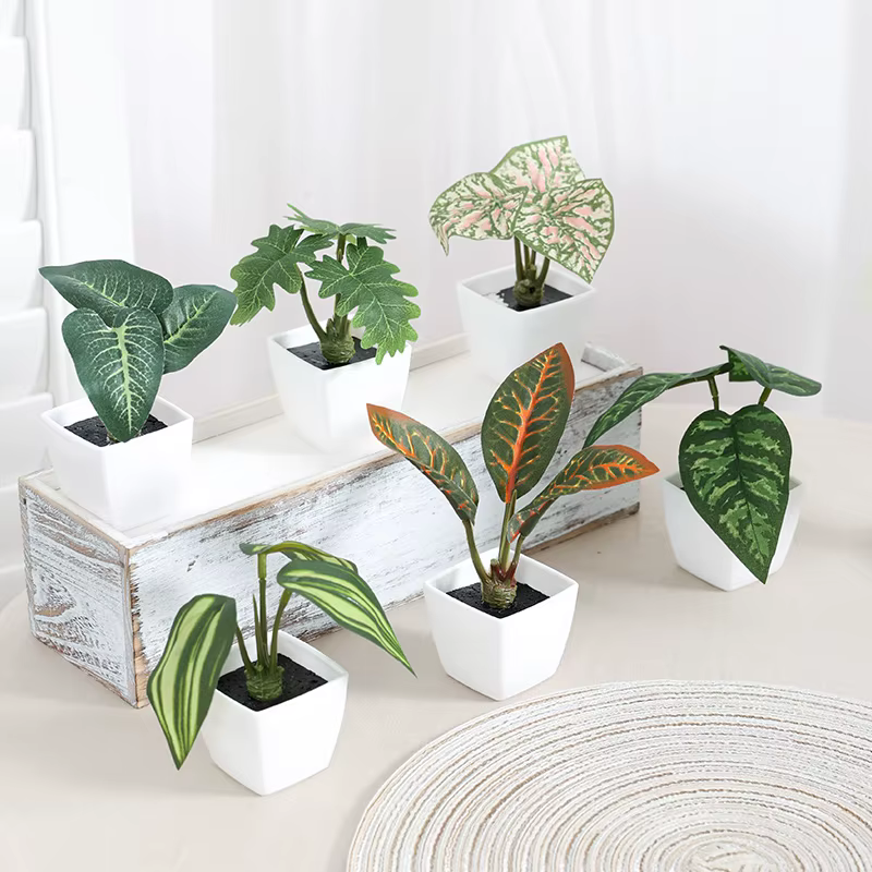 1 ensemble de plantes de Simulation en pot, adaptées au comptoir de bureau Commercial, au salon, à l