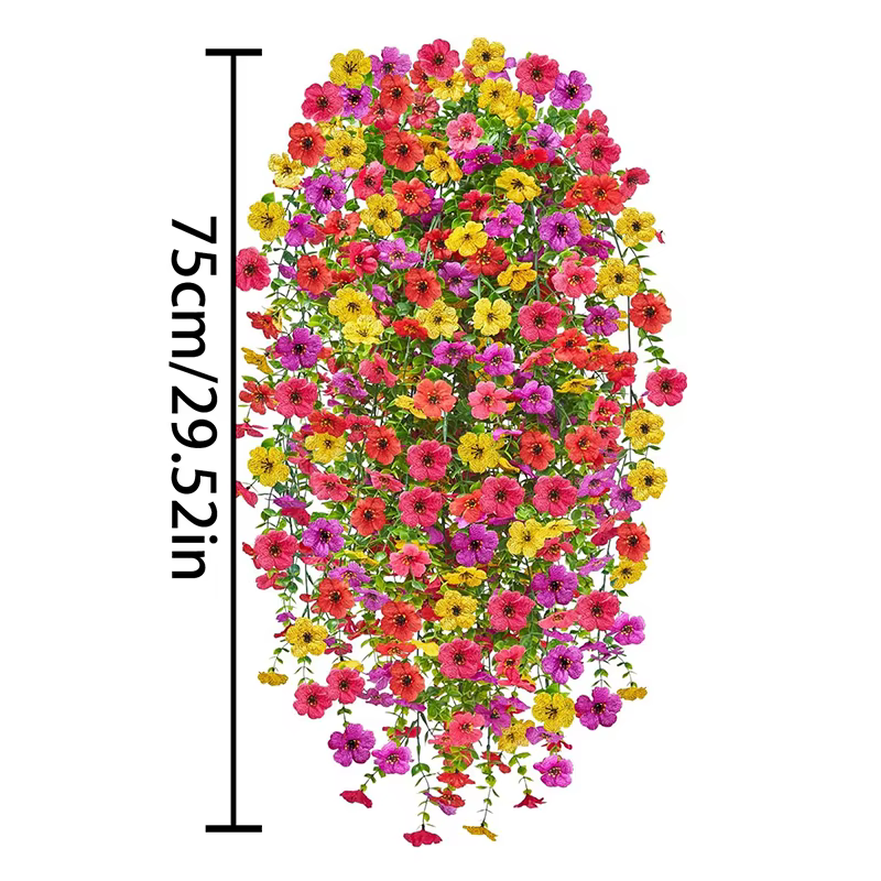 Guirlande de fleurs artificielles violettes 75 cm, fausses fleurs suspendues pour la décoration inté