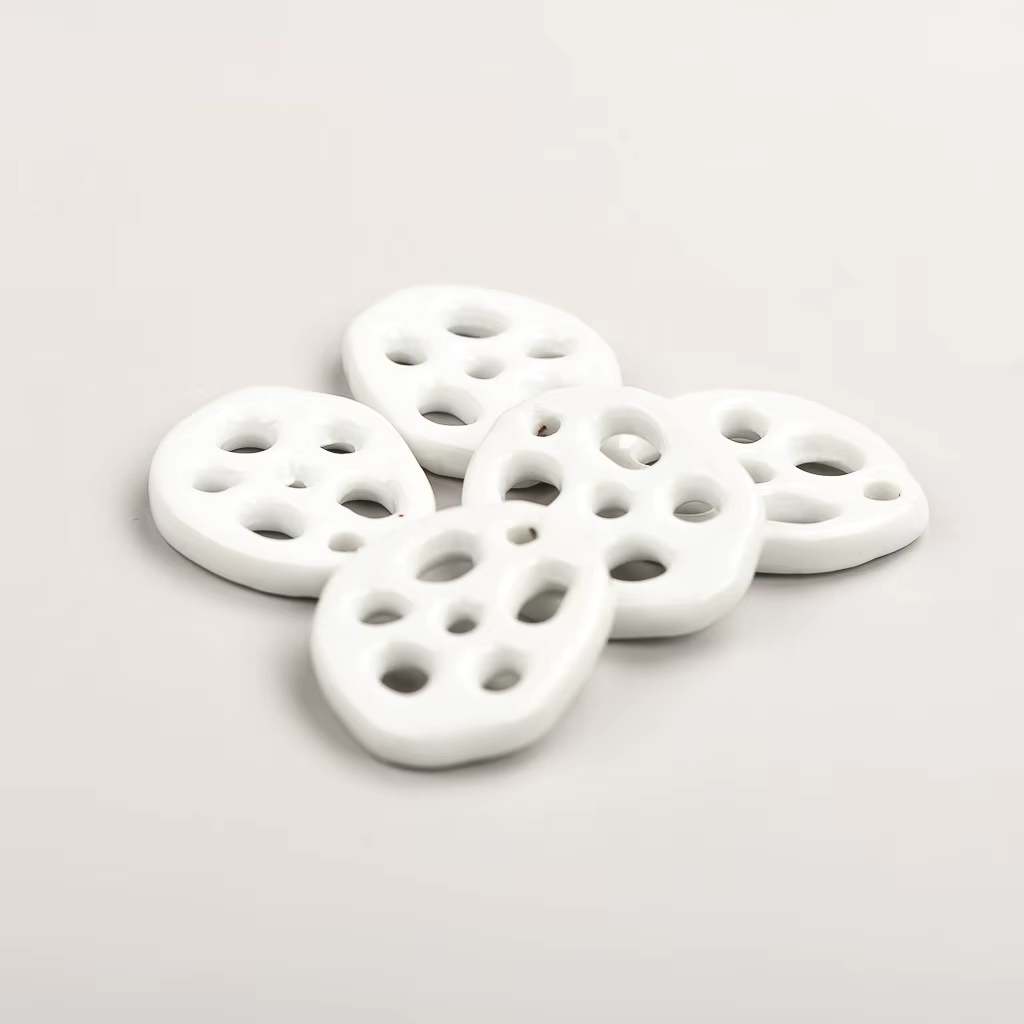37 # Pendentif en céramique de racine de Lotus multicolore, série plante, accessoires de collier en 