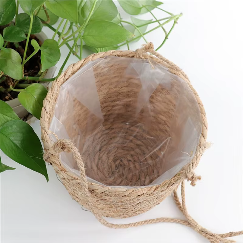 Paniers suspendus en herbe tressée pour fleurs et plantes vertes, pots suspendus en herbe de laitue