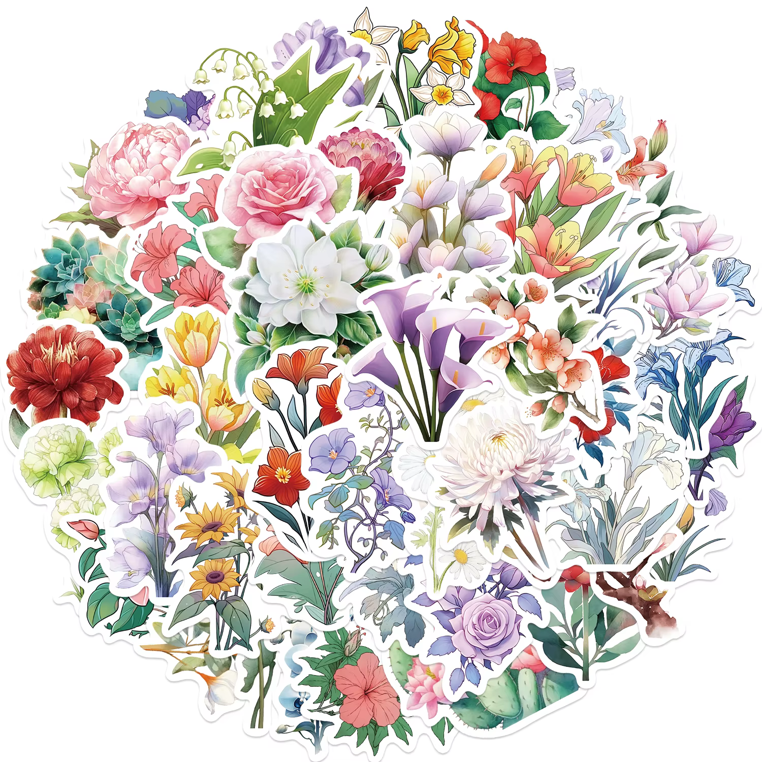 Autocollants plantes et fleurs, 50 pièces, autocollants esthétiques Ins, jouet pour enfants, carnet 