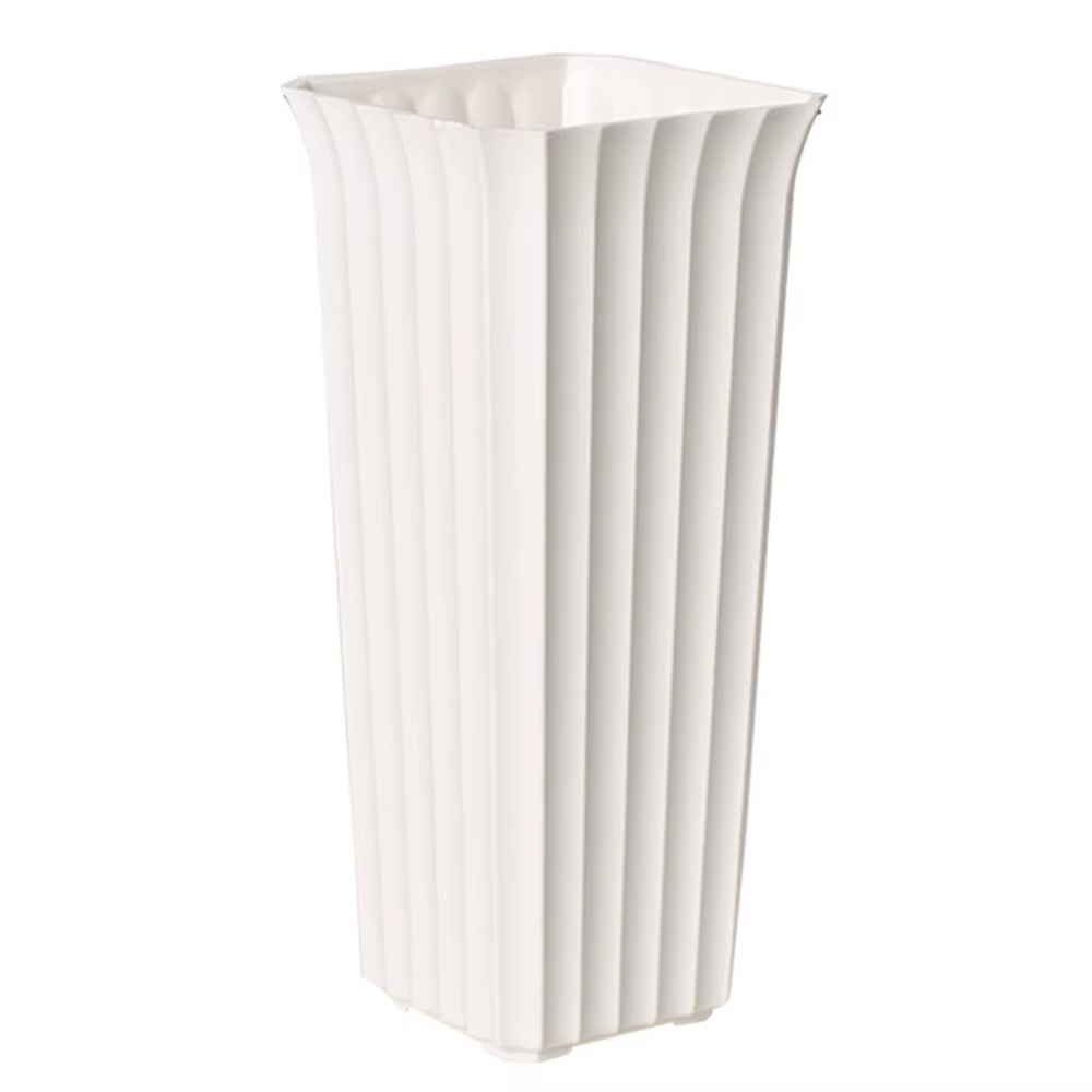 Vase à fleurs noir et blanc simple, design à rayures verticales en plastique, pot de plante, vase dé