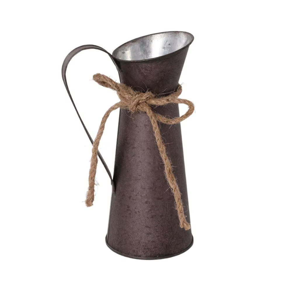 Pot de fleurs vintage en fer, décoration d'intérieur en tôle, vase à fleurs en métal, pot de fleurs 