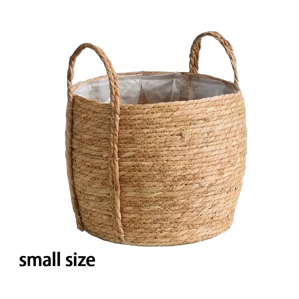 Pot de fleurs en rotin tressé fait main, panier de rangement en paille, support pour plantes, jardin