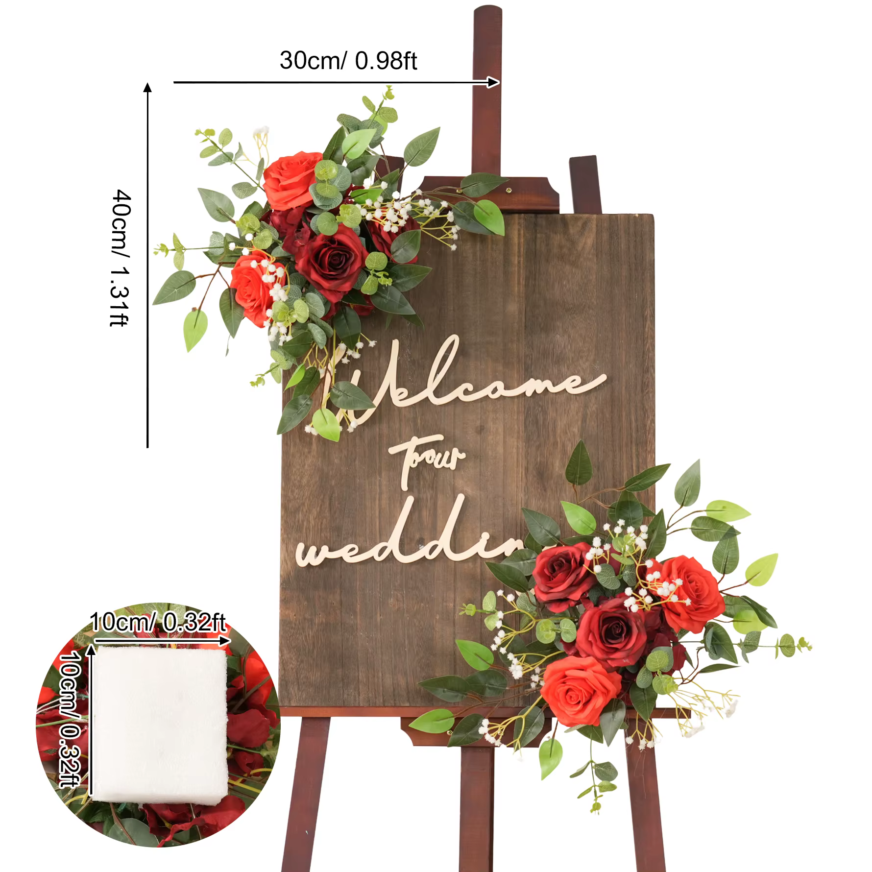 A7673 bordeaux Rose blanc bébé souffle verdure arc de mariage Arrangement Floral chemin de Table rid