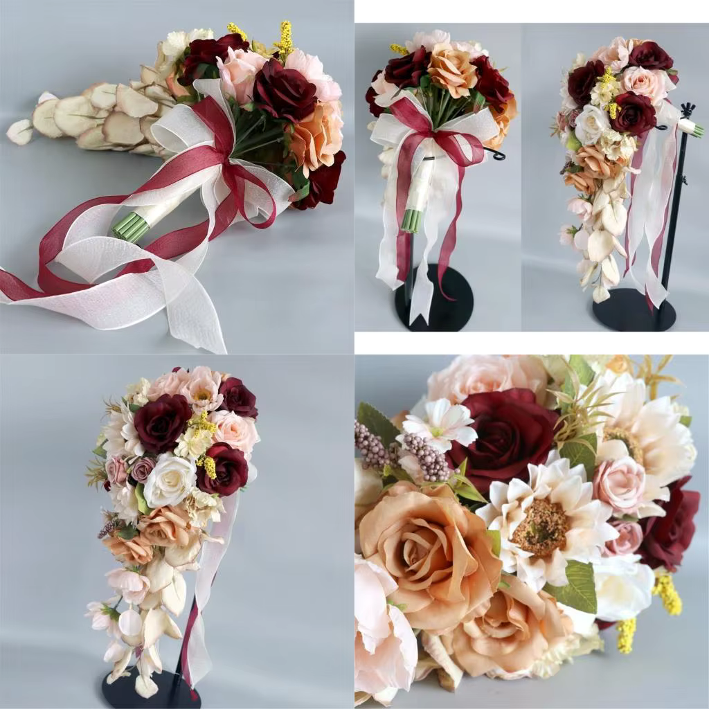 E8BD Arrangements floraux artificiels Bouquets fleurs artificielles pour cérémonie décorations maria