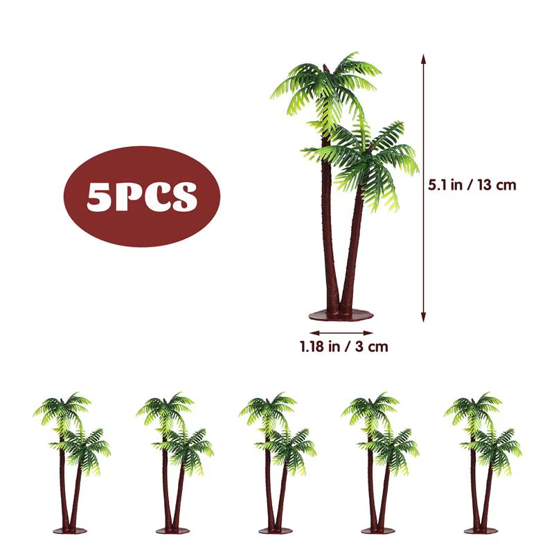 Décor d'arbre en noix de coco, 5 pièces, plantes miniatures, palmiers, artisanat, décorations d'aqua