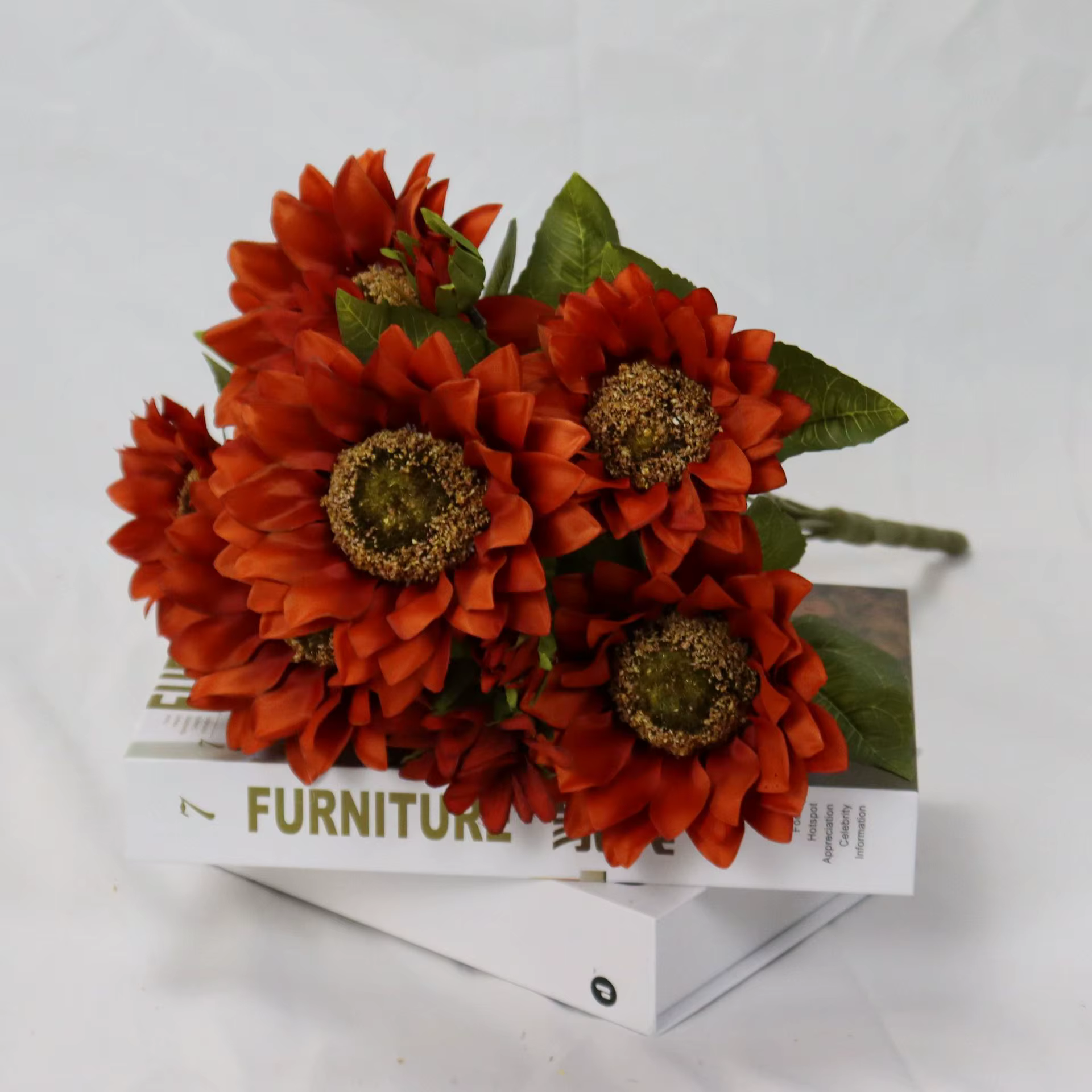 Bouquet de tournesol en soie, 9 têtes, fleur, Noël, Halloween, mariage, Vase de table, décoration de