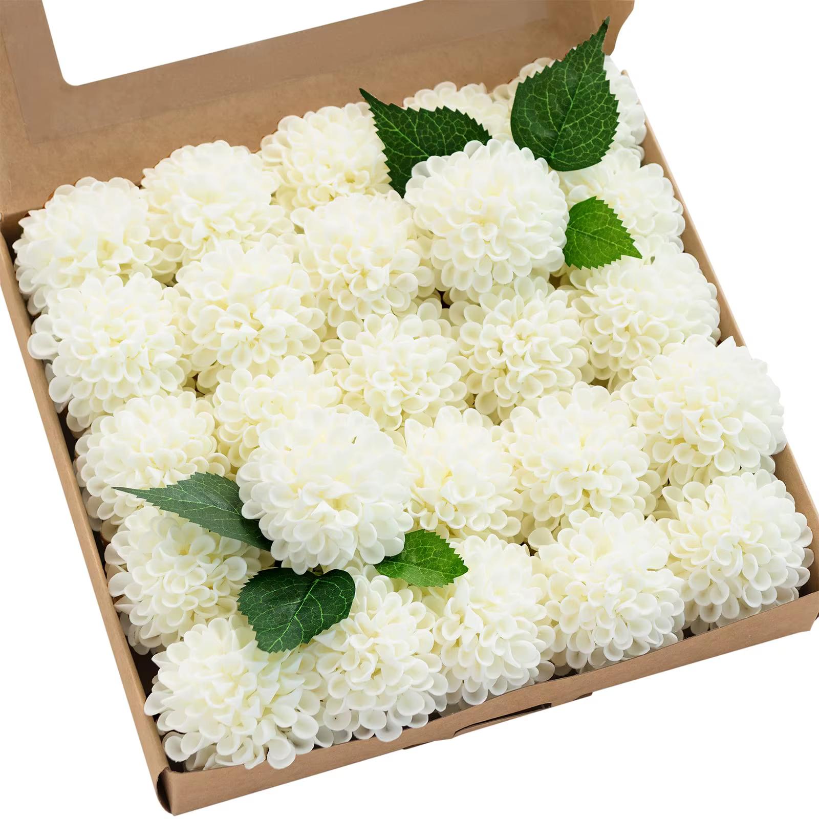 Fleurs artificielles Dahlia 25 pièces fleurs blanches, fausses fleurs avec tige pour bricolage décor