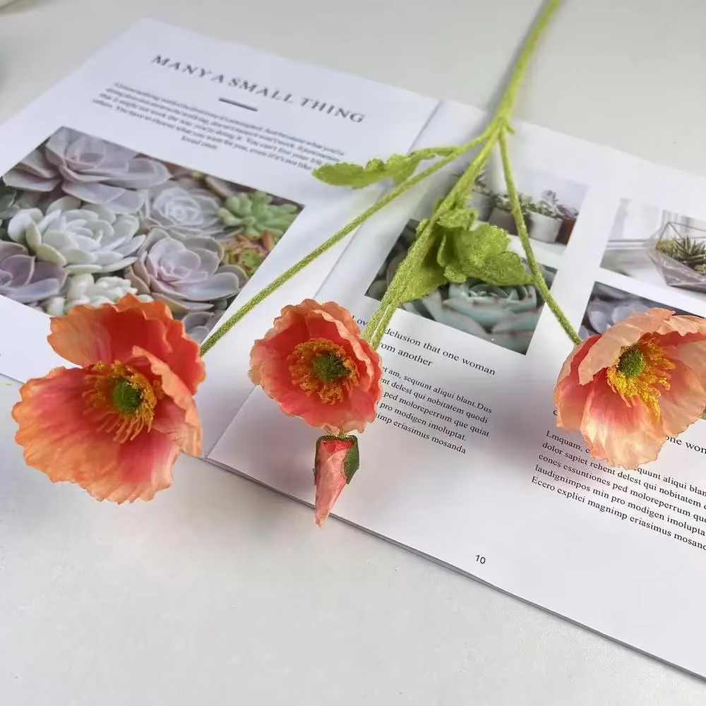 Fleurs artificielles 65cm, 3 têtes avec 2 bourgeons, fausses fleurs pour décoration de maison, jardi