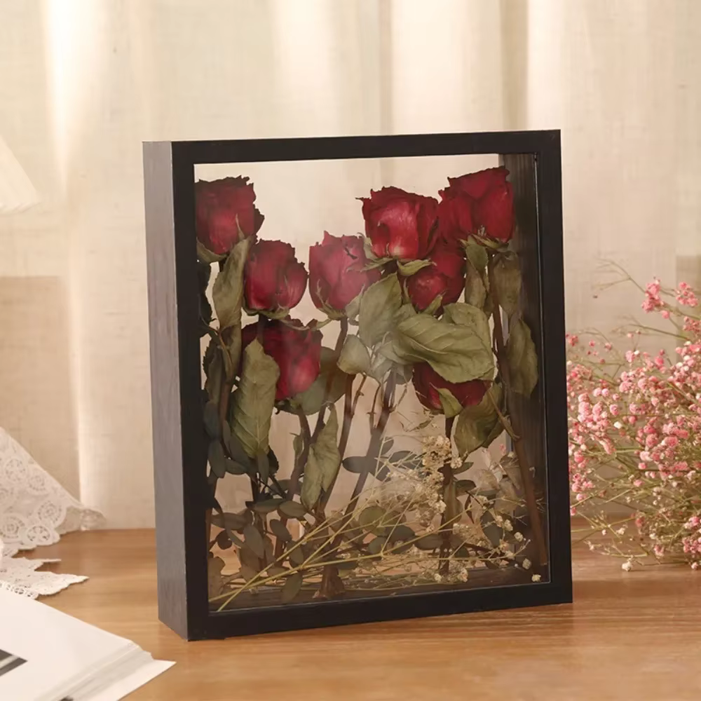 Boîte de présentation murale pour décoration intérieure, cadre en bois pour fleurs séchées, cadre de