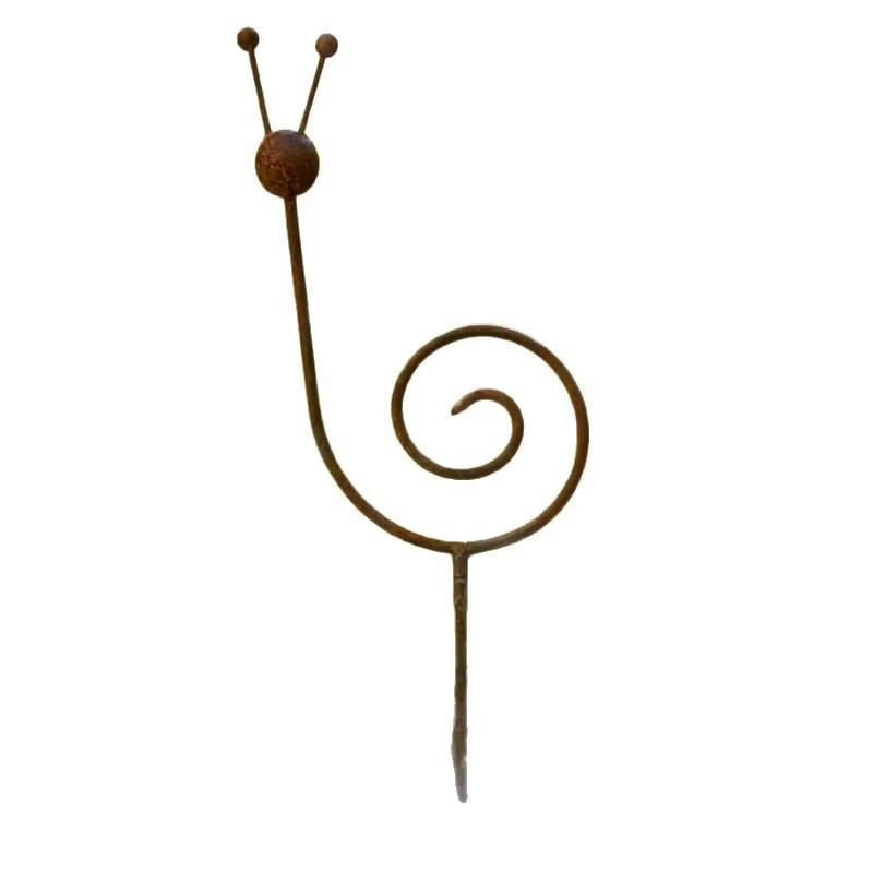 Support de plante en métal rustique en forme d'escargot, piquet minimaliste antirouille, ornement de