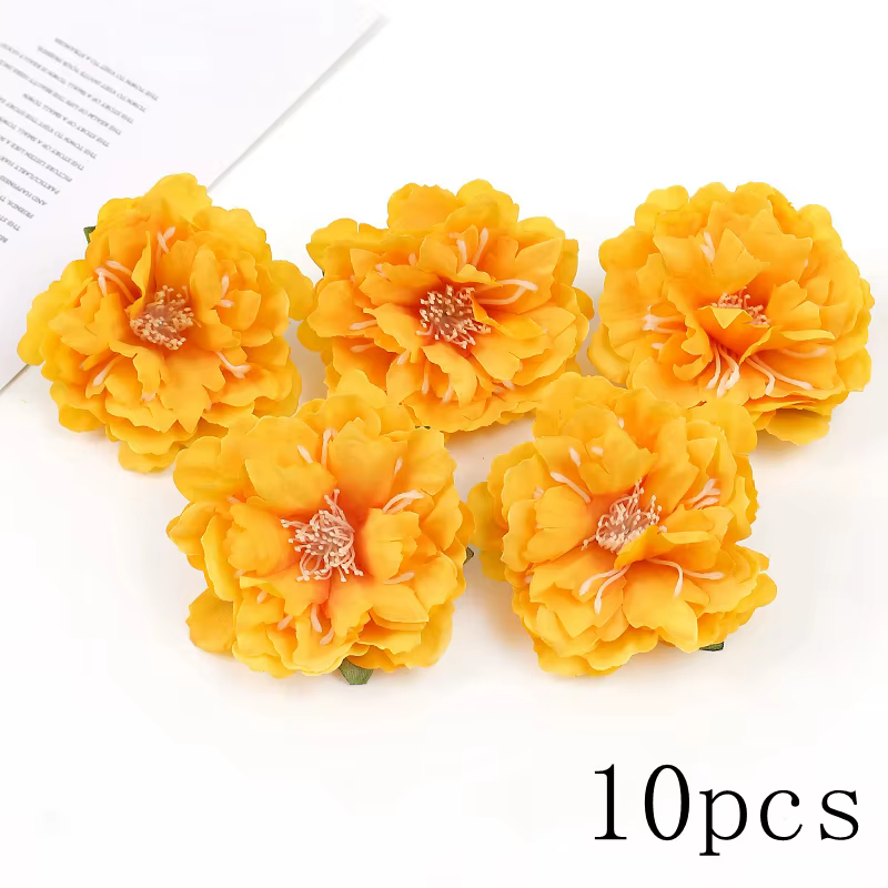 Têtes de fleurs artificielles roses de la série orange, fausses fleurs pour la décoration de la mais