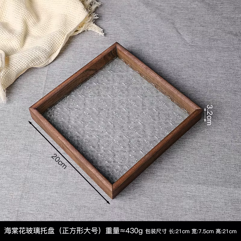 Haitang – plateau en verre à fleurs Vintage, décoration légère de luxe créative pour la maison, salo