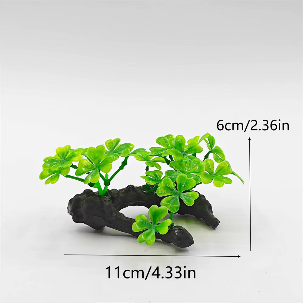 Plante de simulation d'aquarium en plastique, tortue artificielle, tronc d'arbre, plante d'aquarium,