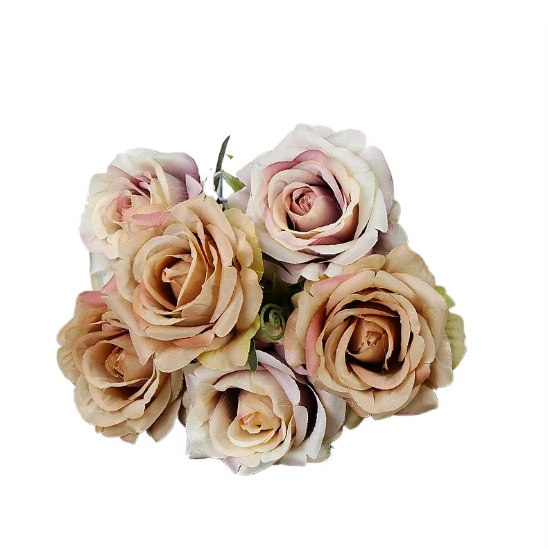 Fleurs artificielles de roses orange en soie de haute qualité pour la décoration de mariage, grandes