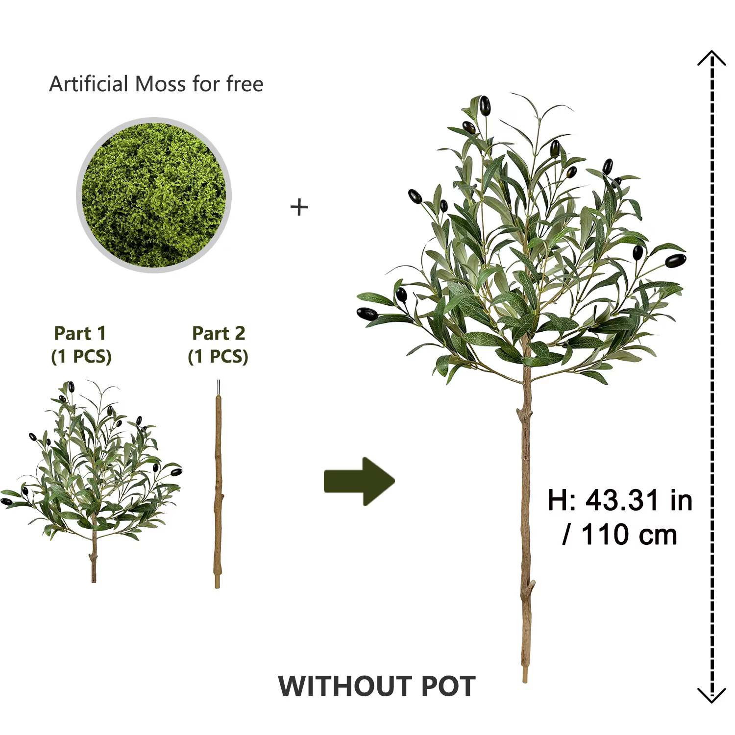 Arbre artificiel d'olivier de 4/5/6 pieds, branche de plante verte, plante artificielle pour intérie