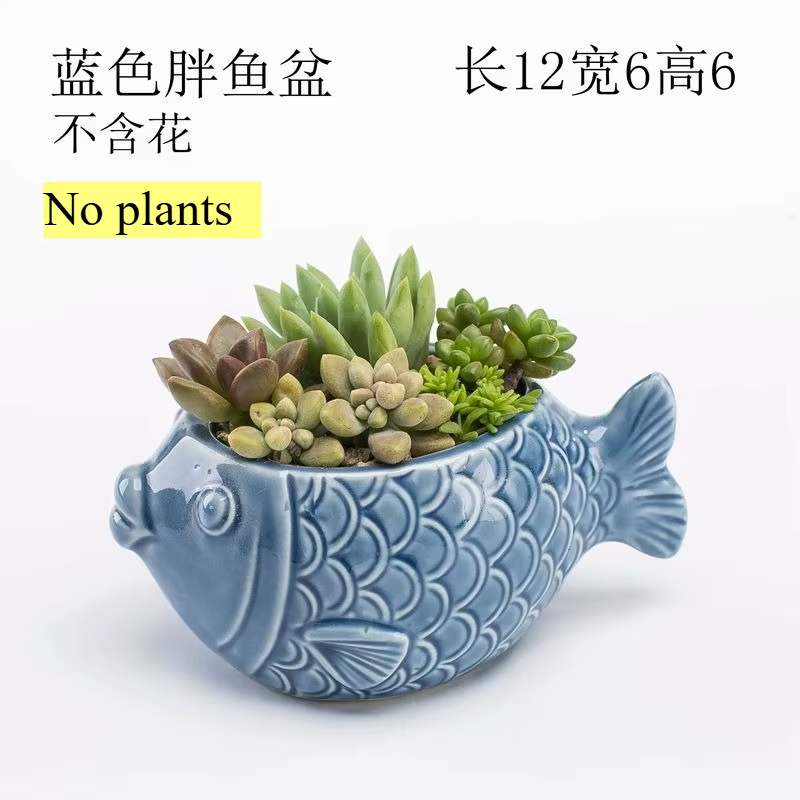 Pot de fleurs en porcelaine bleue de style européen, mignon et original, pour plantes succulentes, m