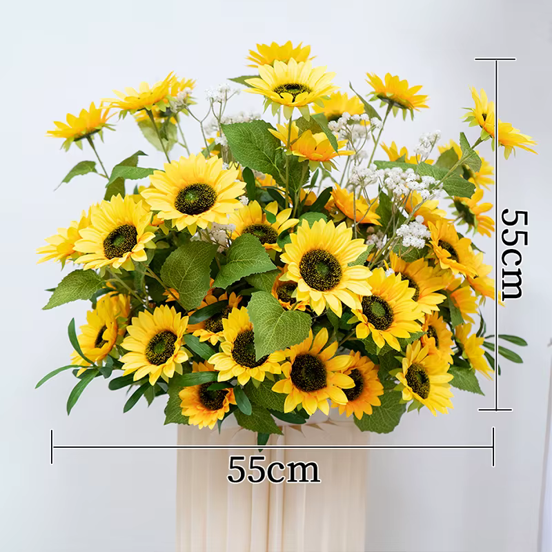 Tournesol blanc souffle de bébé fleur rangée décor mariage toile de fond Table pièce maîtresse flora