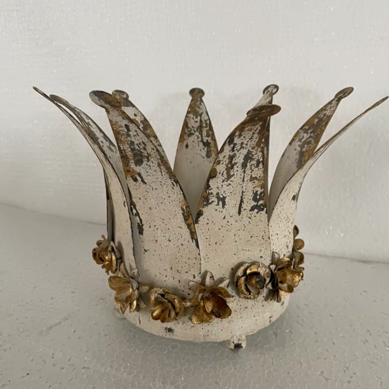 Pot de fleur couronne en fer, jardinière de bonsaï de roses Vintage, bougeoir d'intérieur pour la dé