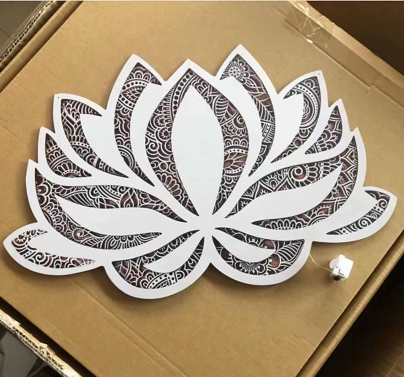 Lampe LED Mandala Lotus, veilleuse murale suspendue, ornement de chambre à coucher de Yoga, accessoi