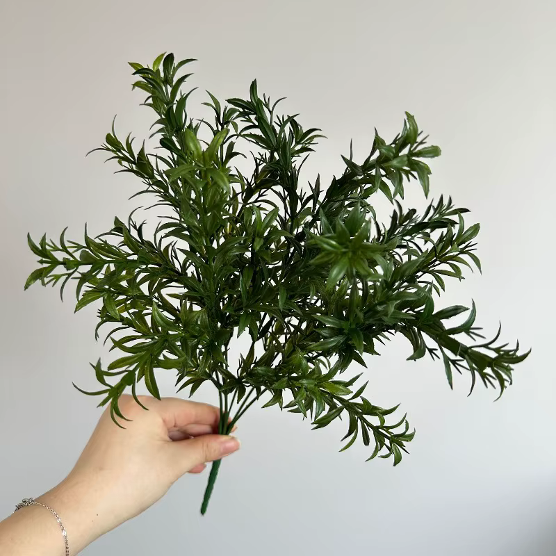 10 pièces de plantes vertes artificielles en plastique, simulation d'herbe milanaise rouge, pour déc