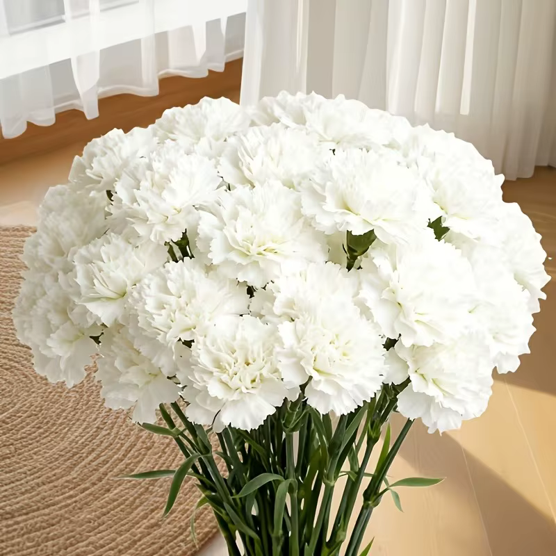 Bouquet de fleurs artificielles d'œillets blancs, 3/5/10 pièces, pour décoration de maison, de jardi