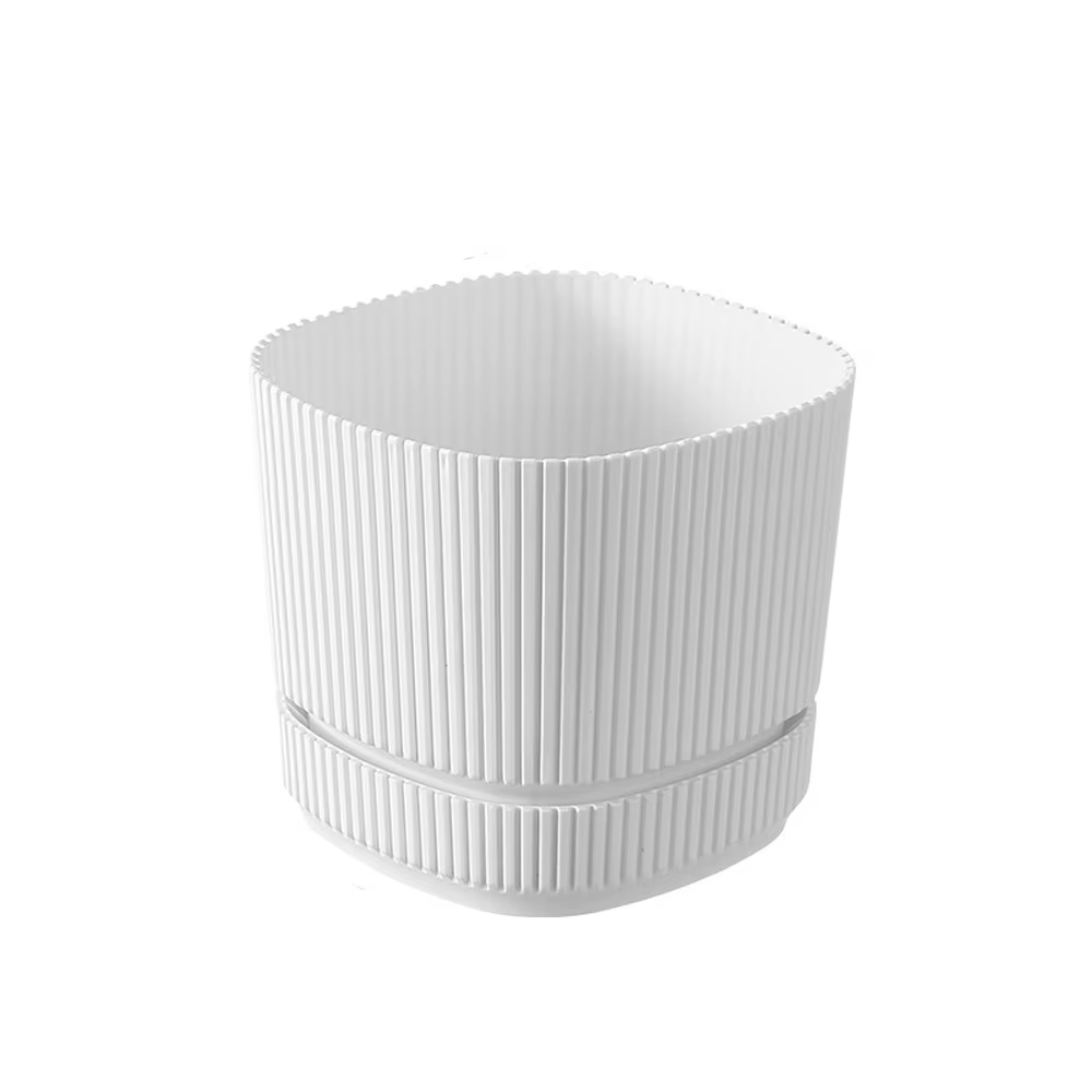 Pot de fleurs auto-arrosant à double couche avec trou de drainage, vase de bureau, pot hydroponique 