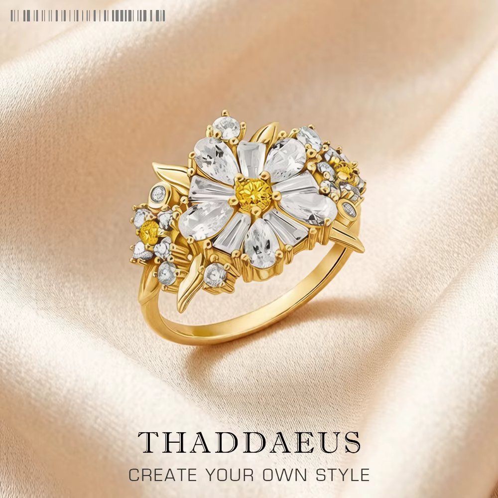 Bague de Cocktail à fleurs plaquées or, jolie marguerite, bijoux fins pour femmes, tout nouveau cade