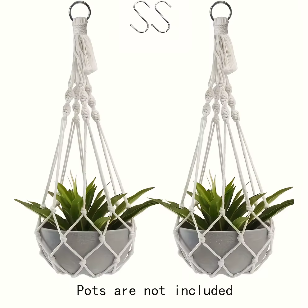 Cintres pour plantes bohème, 2 pièces, support pour Macramé noir et blanc avec crochet pour décorati