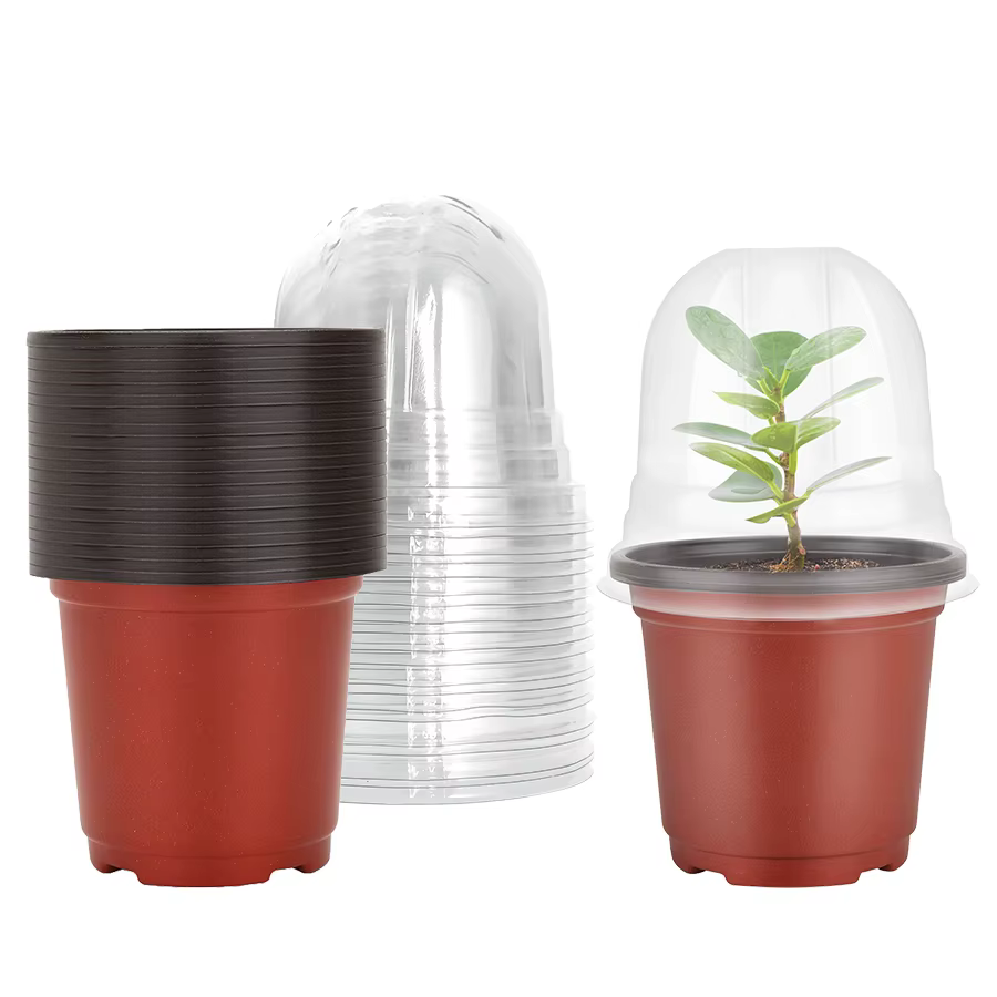 Pots de pépinière pour plantes avec dôme d'humidité, 20 ensembles de Pots de pépinière souples de 4 