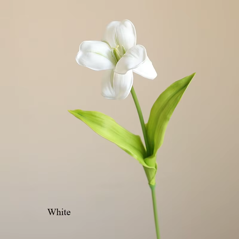 Fleur artificielle de tulipe ouverte de 20 pouces, avec double feuilles, pour Bouquet de mariage, dé