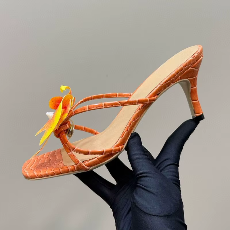 Pantoufles à talons hauts pour femmes, en cuir véritable, bout ouvert, talons chaton, sandales pares