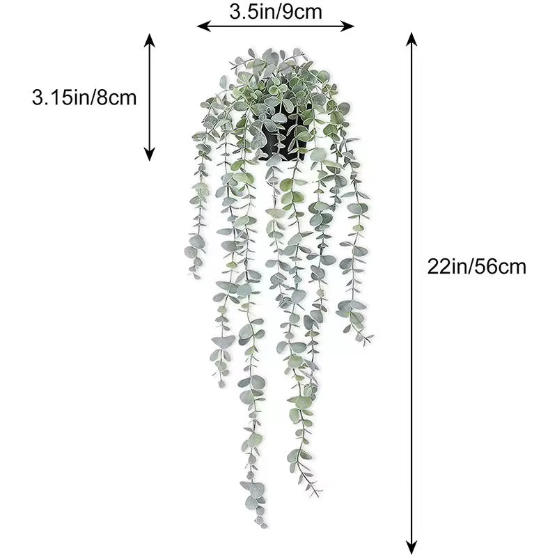 Plante suspendue en rotin d'eucalyptus artificiel, plante verte en pot, vigne Mandala appropriée pou