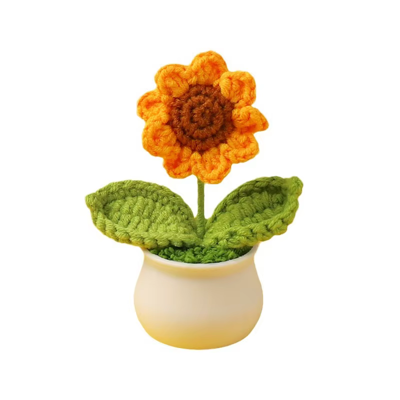Fleurs tulipe artificielle en pot, plantes tissées à la main, tournesol tricoté, cadeau de mariage p