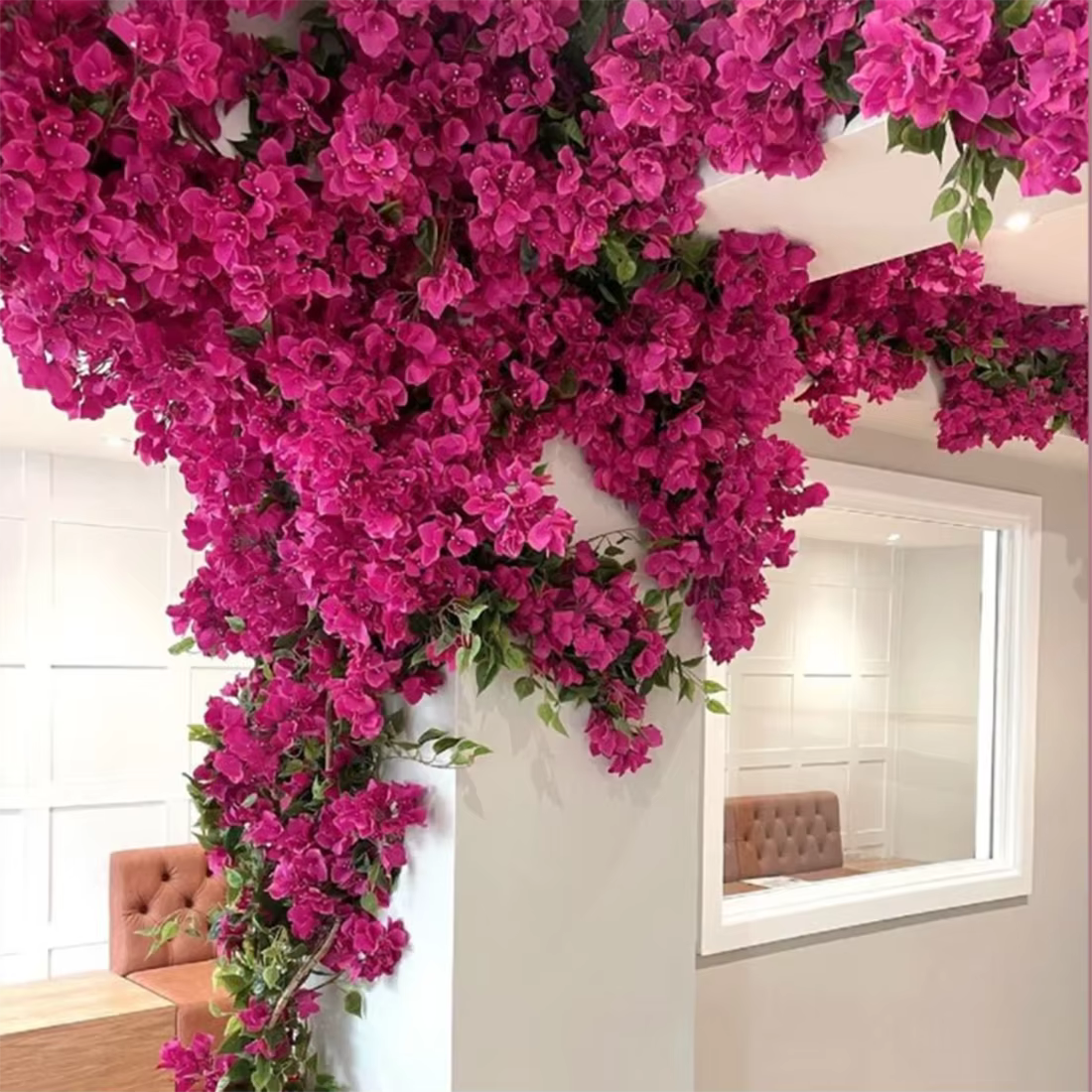Décor d'arbre de fleur de bougainville artificielle avec 30 Branches + 4 vigne d'arbre, fleurs de bo