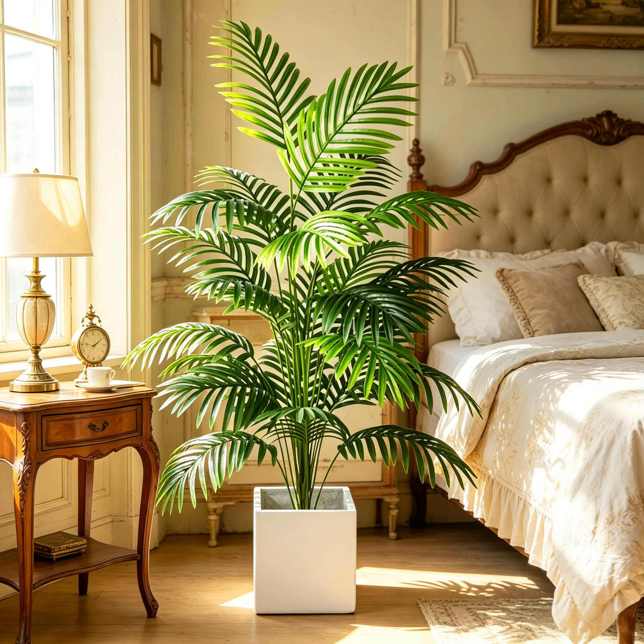 Plante artificielle Areca Palm en pot, faux bonsaï en plastique vert pour la décoration de la maison