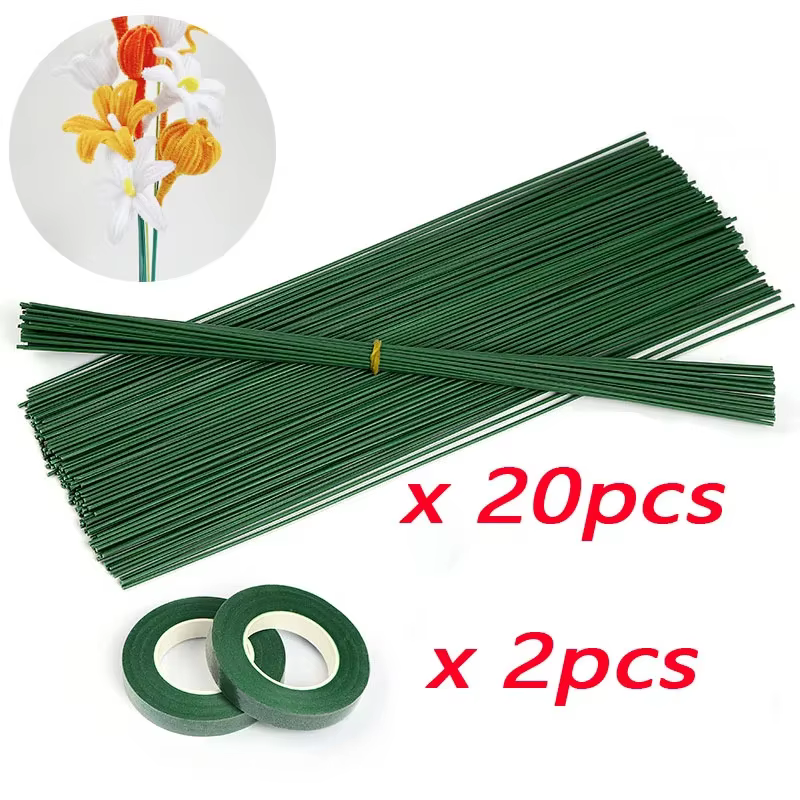 Tige de fleur artificielle en fil, tige de poteau de fleur pour bricolage, tiges de Chenille, bâton 