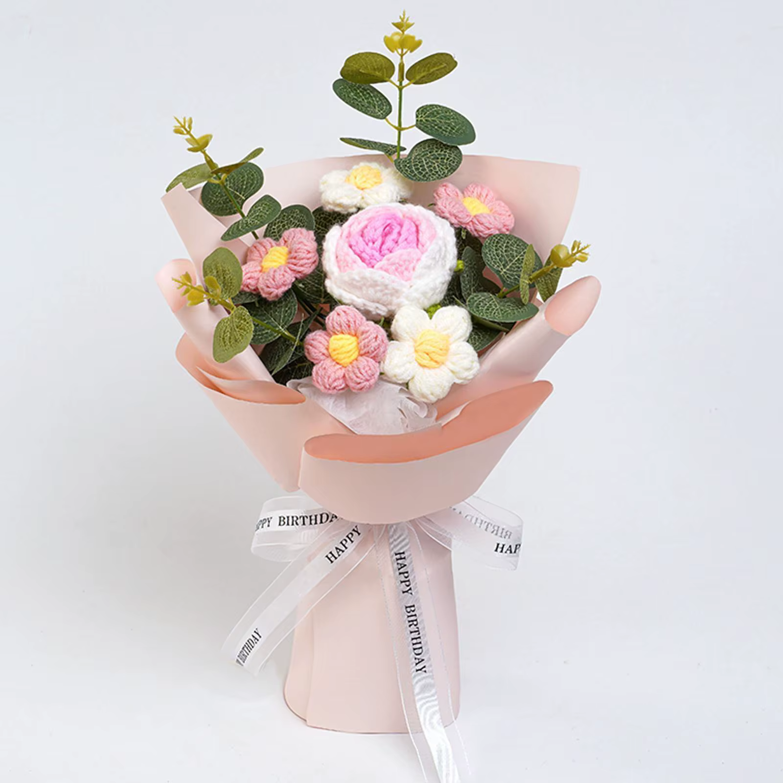 Bouquet de Fleurs Artificielles au Crochet, Fausses Fleurs, Aide à l'Anniversaire des Travailleurs, 