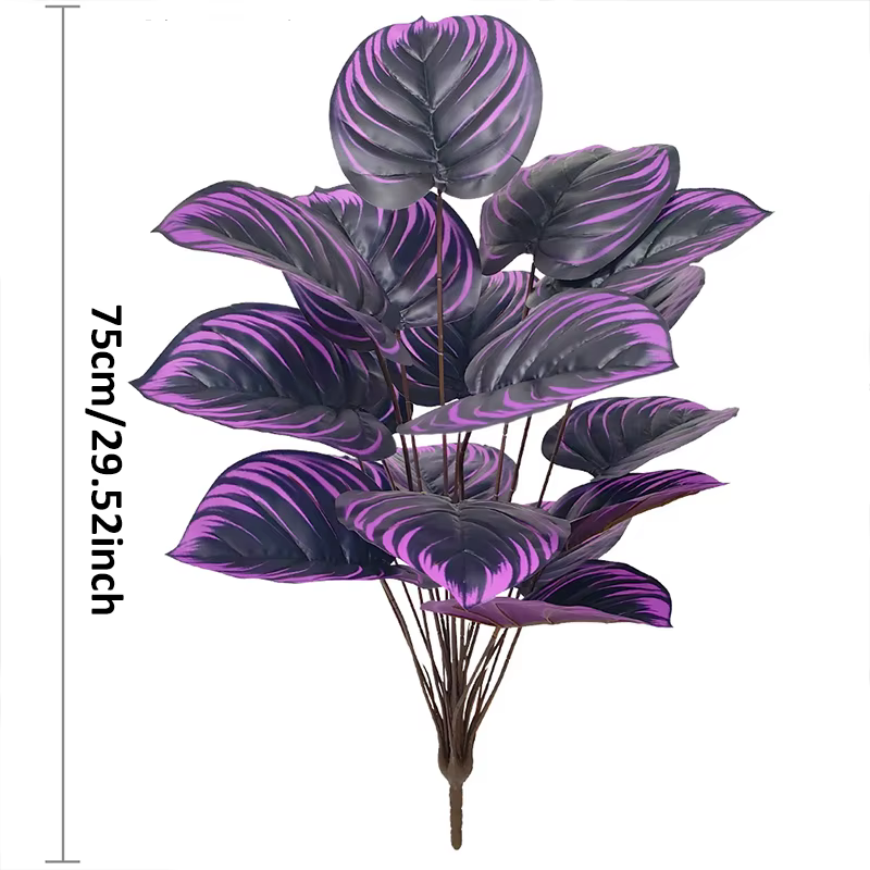 Ensemble de 2 plantes artificielles de Caladium avec feuilles roses violettes, fausses plantes bonsa