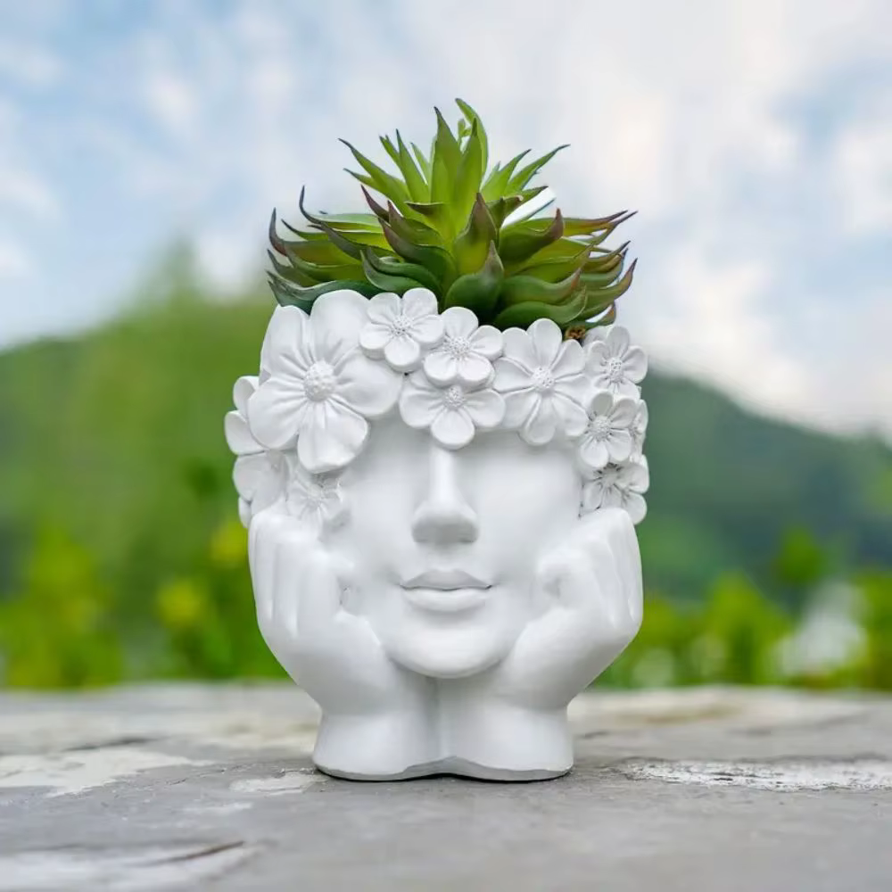 1 morceau de Pots de fleurs créatifs pour visage féminin, Pots de fleurs pour fille, Pots de fleurs 
