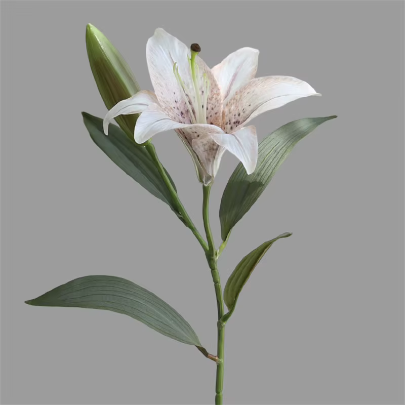 Bouquets de fleurs artificielles en soie vintage, 2 têtes de lys aux couleurs d'automne, pour arrang