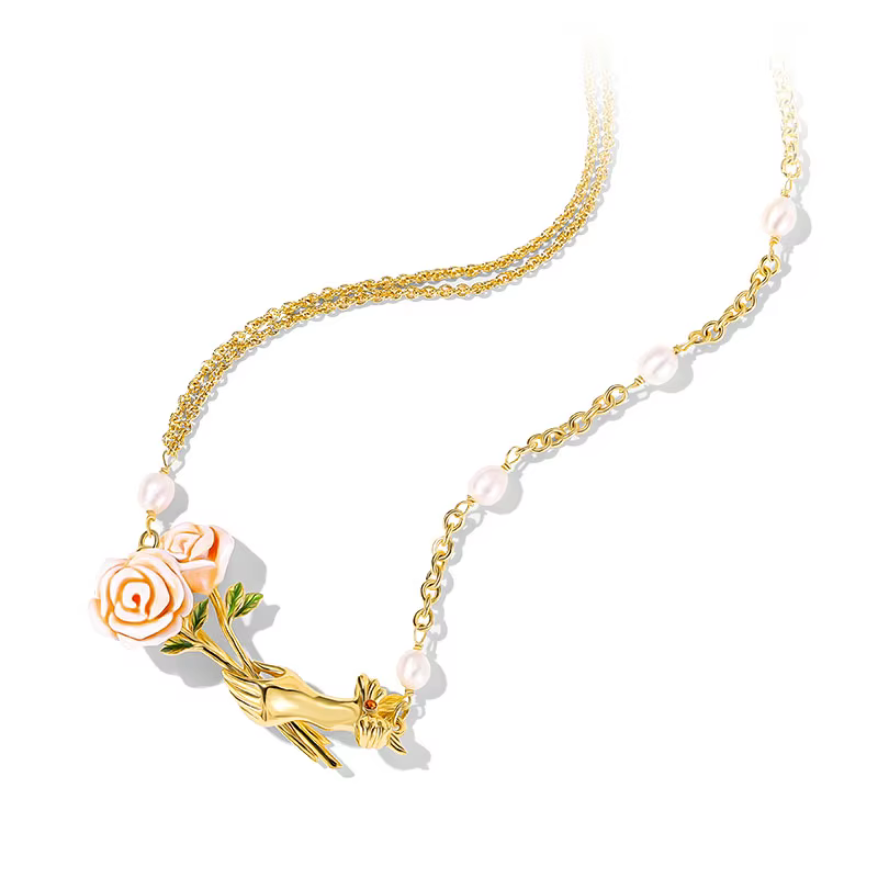Collier ras du cou romantique en perles de rose, bijoux de luxe émaillés floraux pour femmes et jeun
