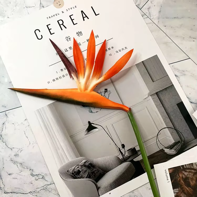 Fleurs artificielles en PU Real Touch, plantes d'oiseaux du ciel, matériel floral de fête de mariage