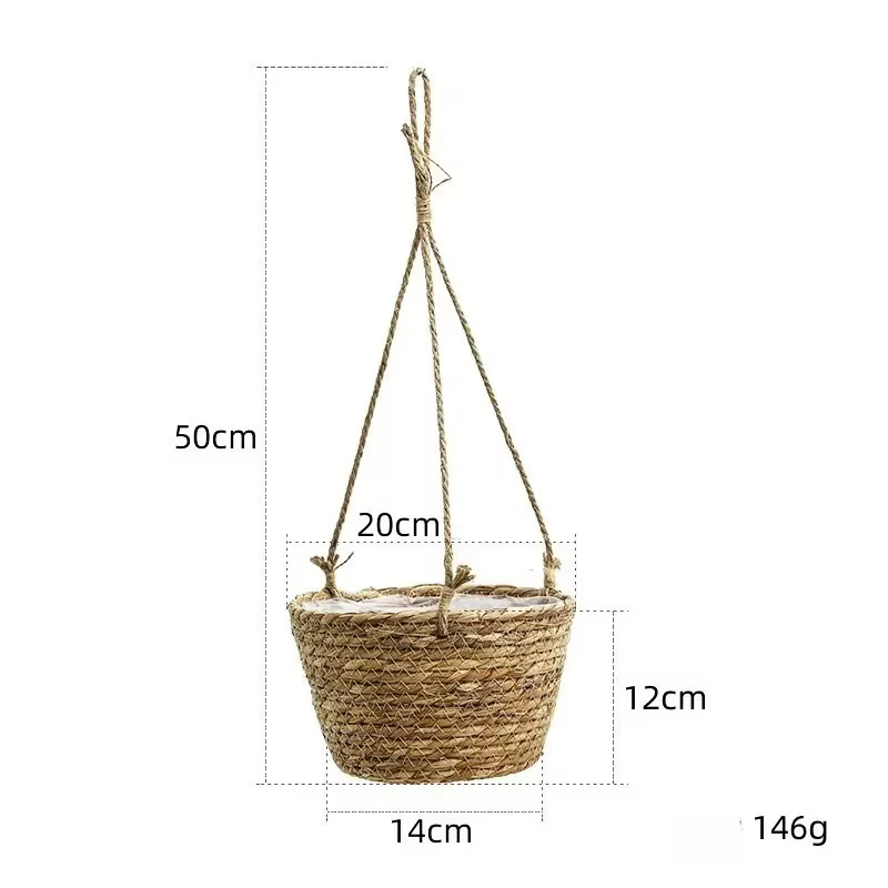 Pot suspendu de jardin en macramé, panier de rangement pour plantes, en corde de jute tressée, pour 