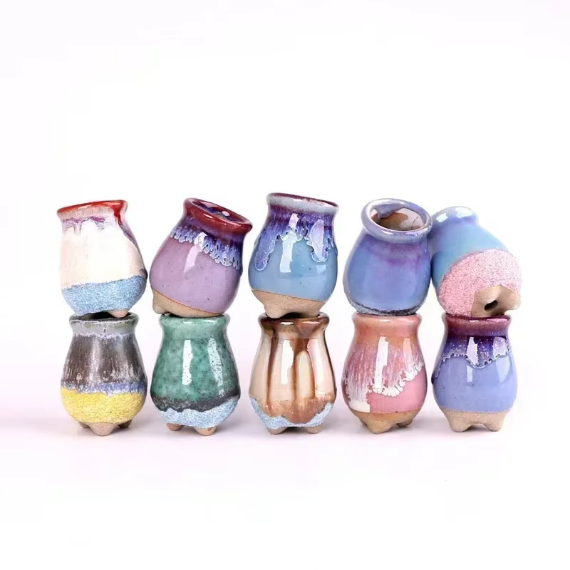 Pots de fleurs en céramique craquelées de glace pour la maison succulente décoration de bureau de ja