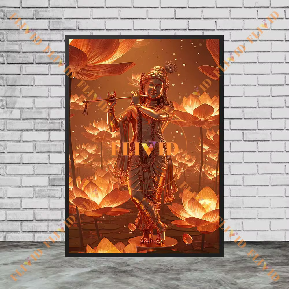 Affiche de fleurs de Lotus de la déesse hindouisme Lakshmi, images murales pour décor d'église, affi