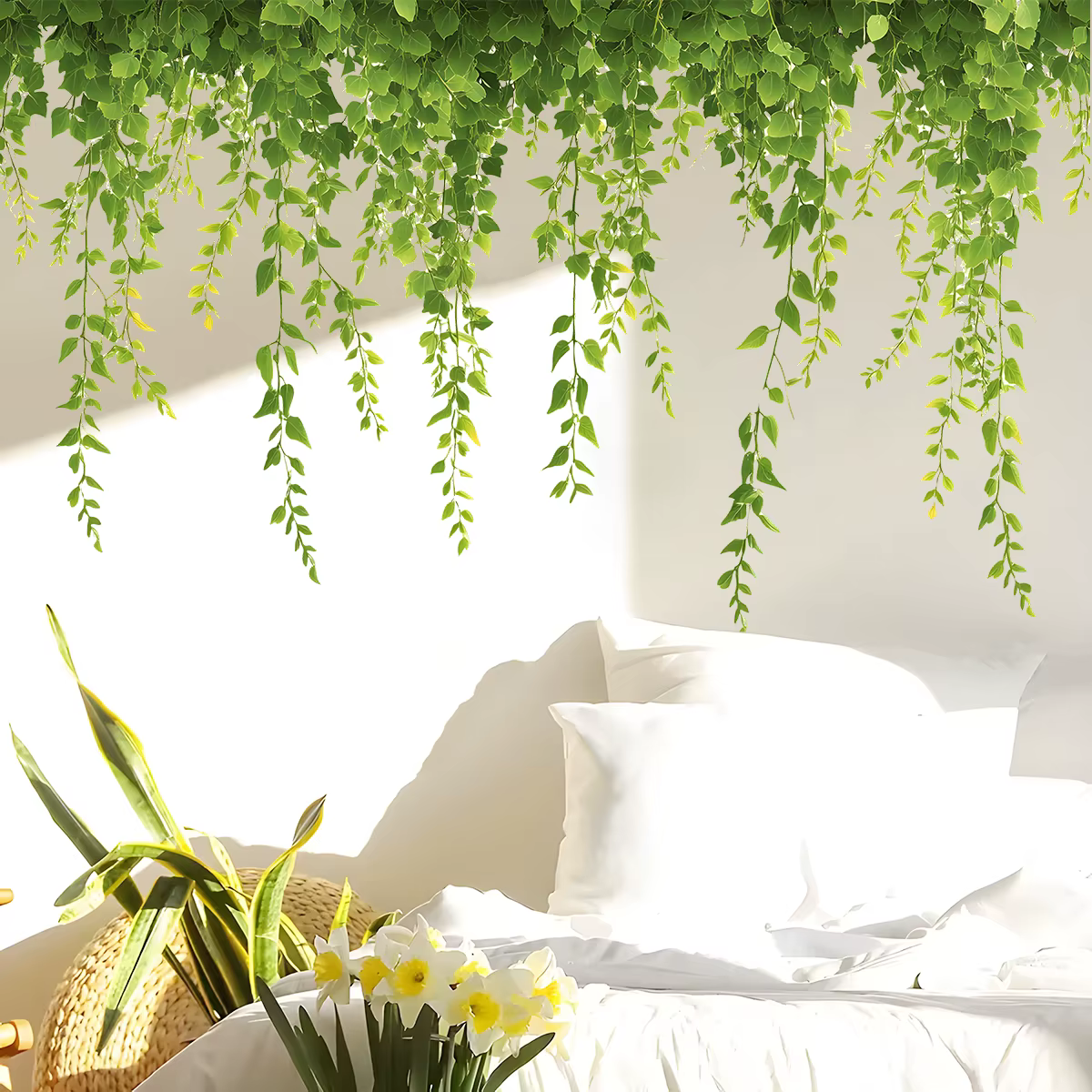 2 pièces nouvelle simulation vert vigne plante vigne bande salon entrée chambre décoration murale au