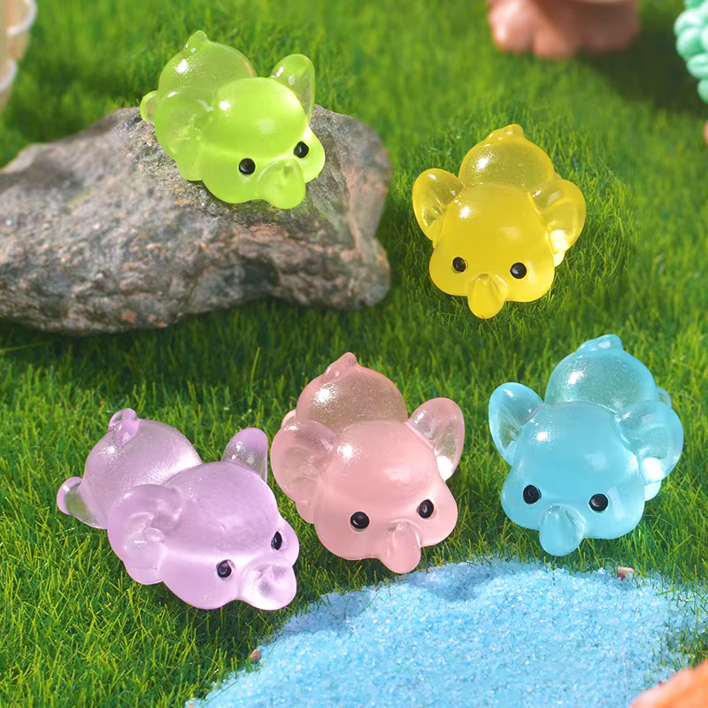 20 pièces éléphants miniatures fée jardin décoration lumineux Mini éléphant Figurines décor à la mai